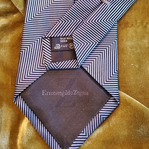 Ermenegildo Zenga blue silk men's necktie - Picture 4 of 10